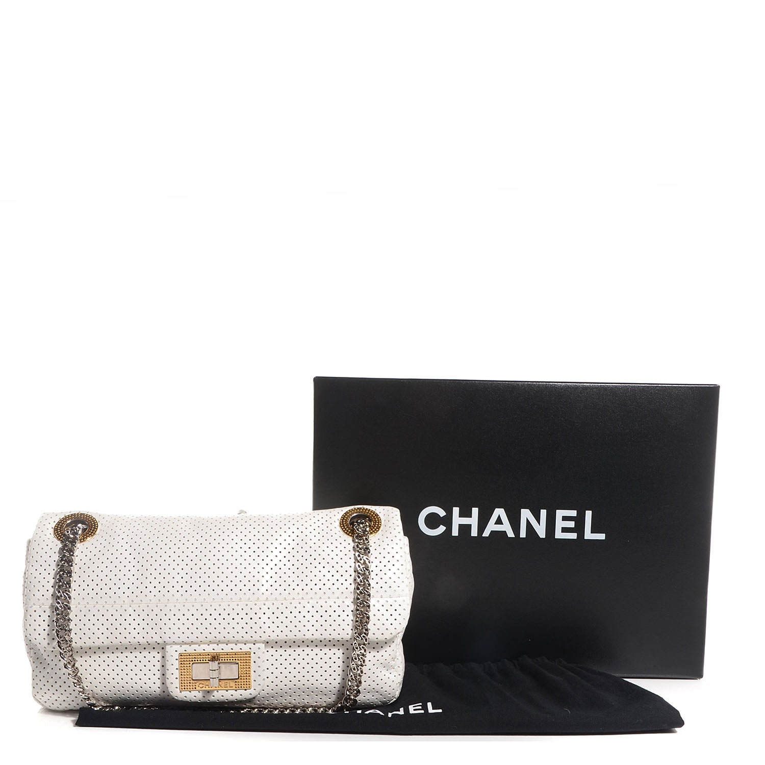 Chanel Lambskin Perforated Drill Flap White 5 of 9