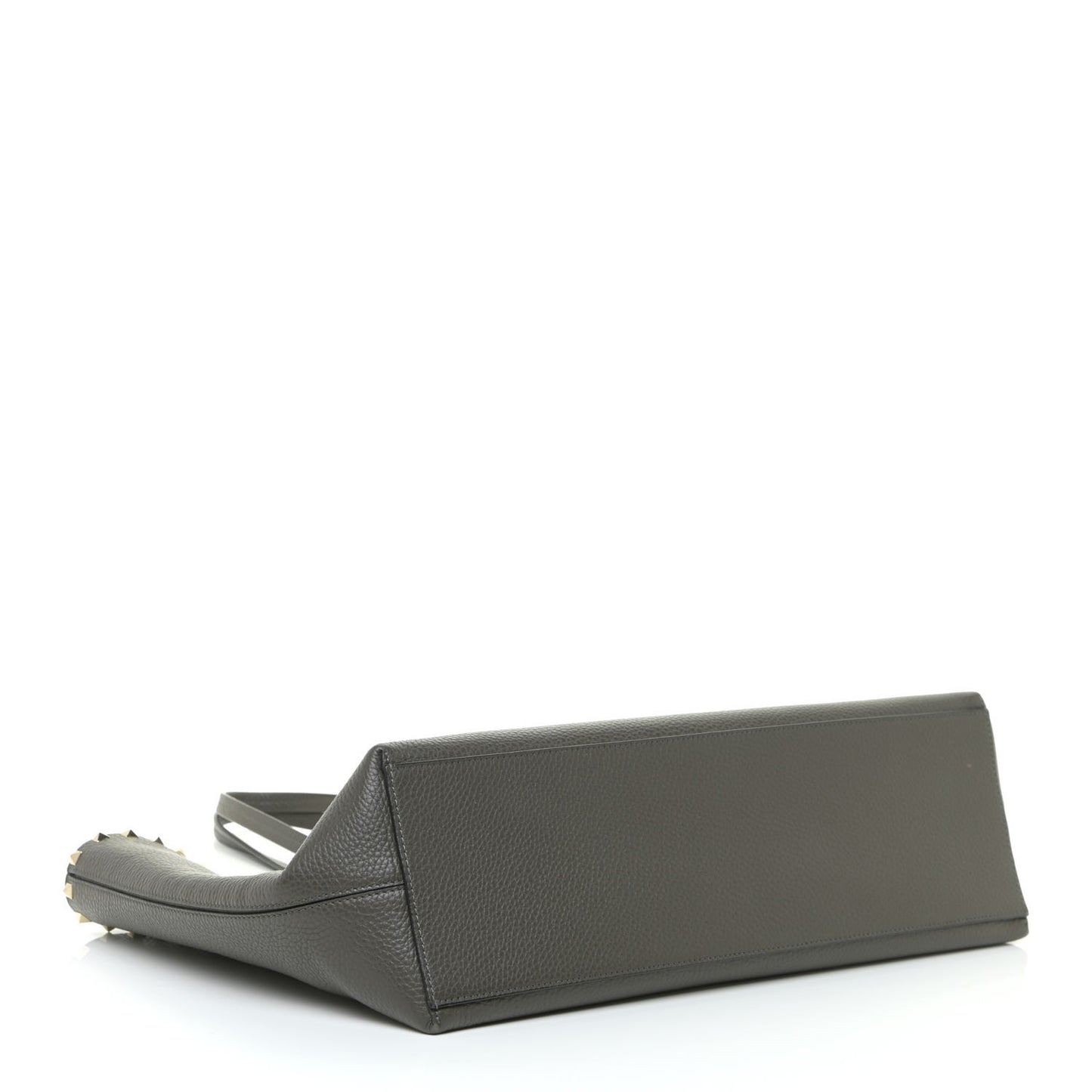 Grained Calfskin Rockstud Shoulder Tote Graphite