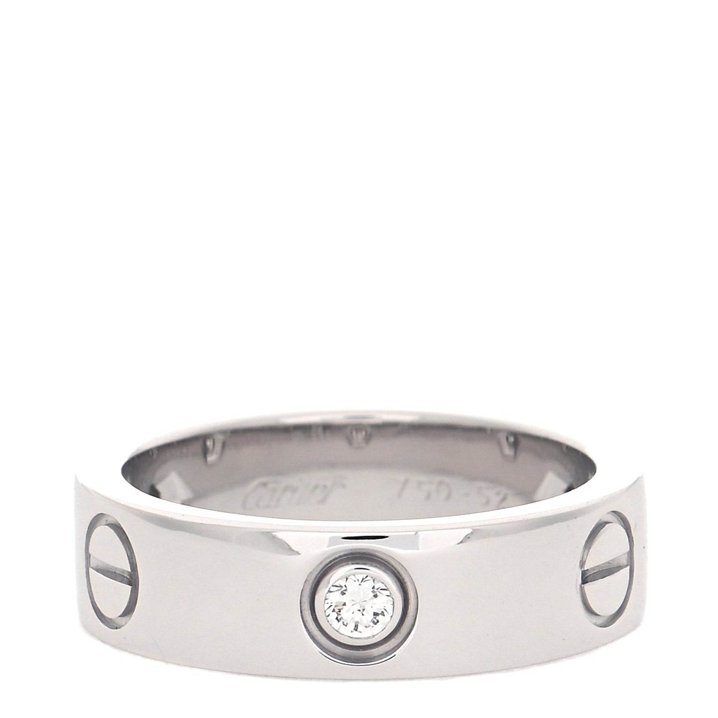 18K White Gold 3 Diamond 5.5mm LOVE Ring 52 6