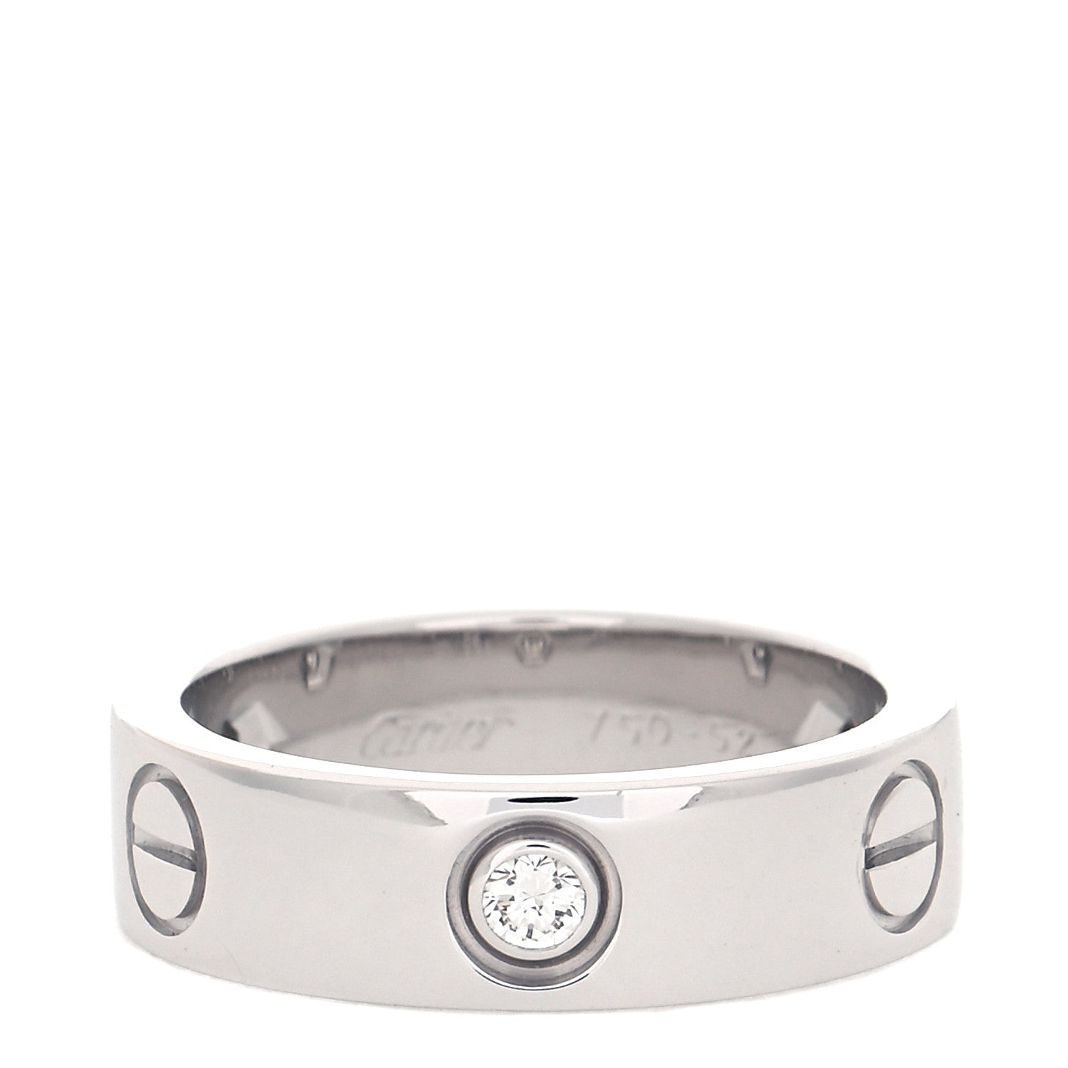 Cartier 18K White Gold 3 Diamond 5.5mm LOVE Ring 52 6 1 of 6