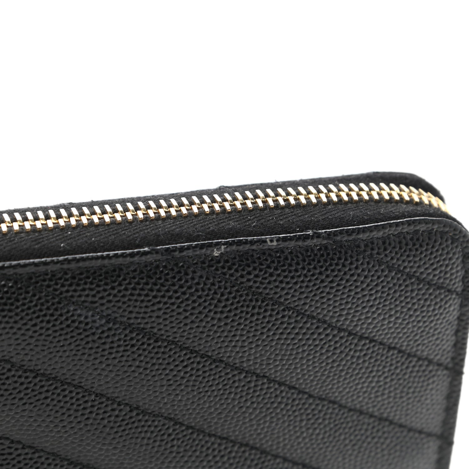 Saint Laurent Grain De Poudre Matelasse Chevron Monogram Zip Around Wallet Black 9 of 10