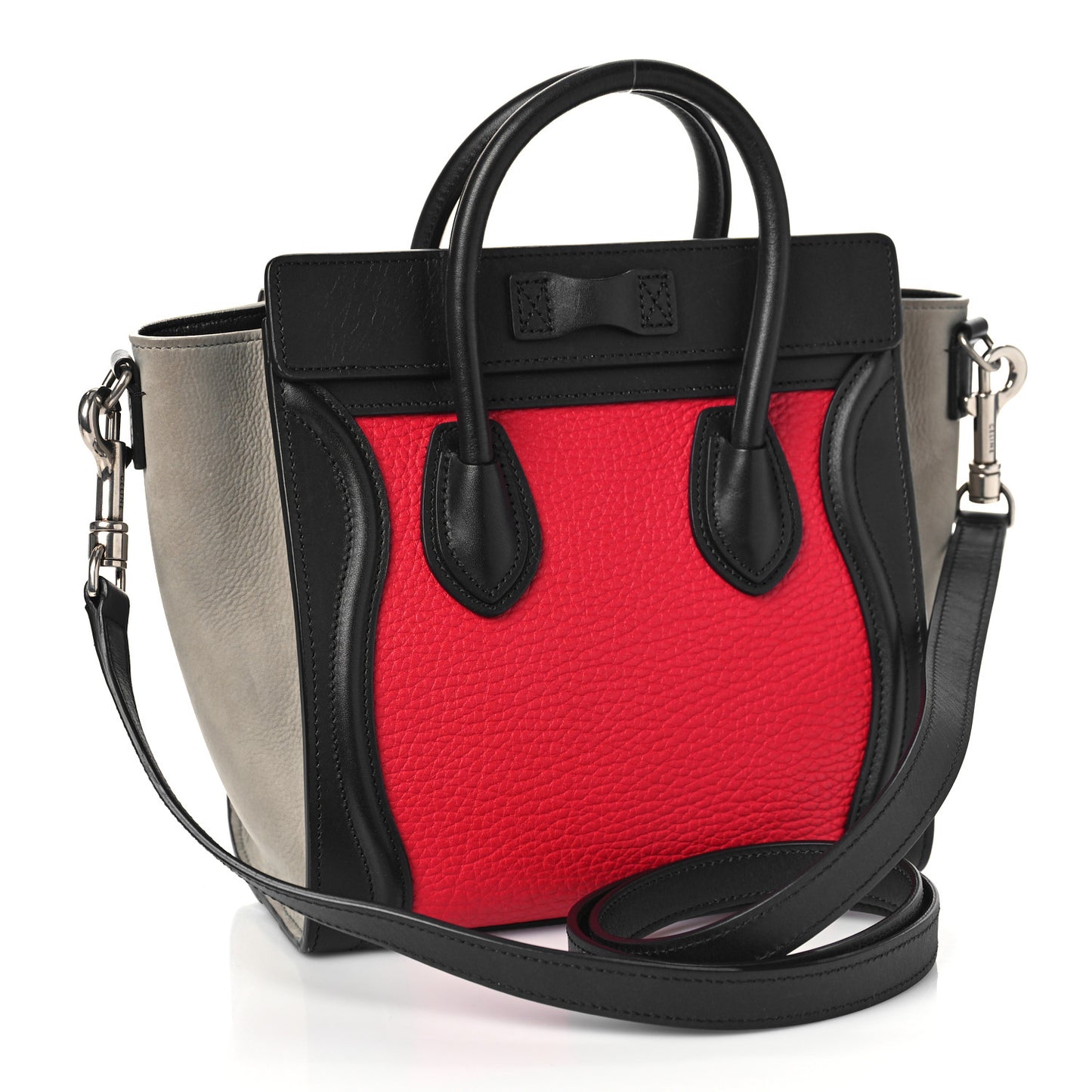 Bullhide Calfskin Nubuck Nano Tri-Color Luggage Bright Red