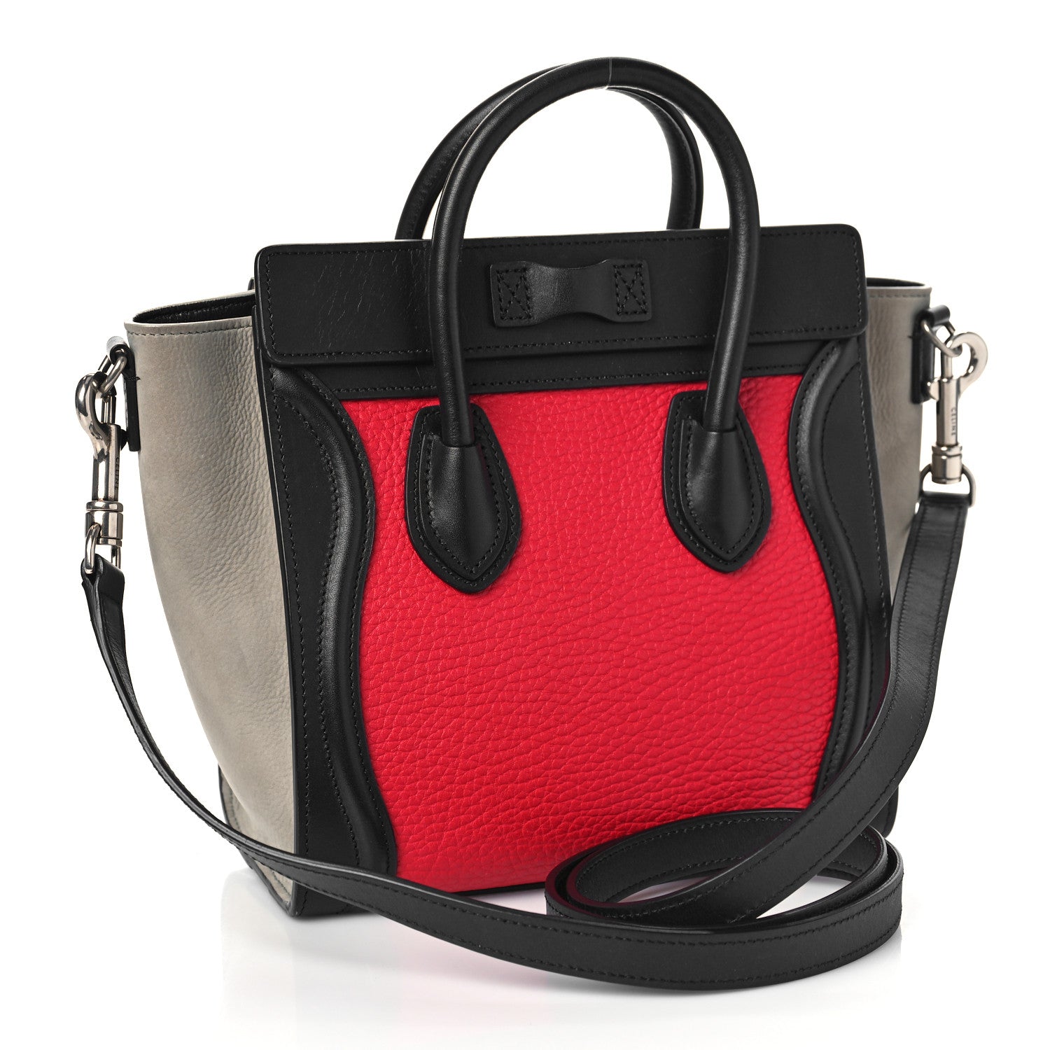 Celine Bullhide Calfskin Nubuck Nano Tri-Color Luggage Bright Red 3 of 10