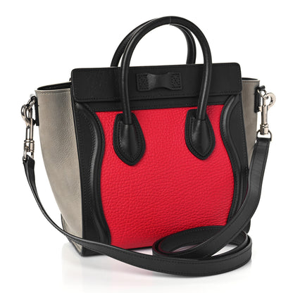 Celine Bullhide Calfskin Nubuck Nano Tri-Color Luggage Bright Red 3 of 10