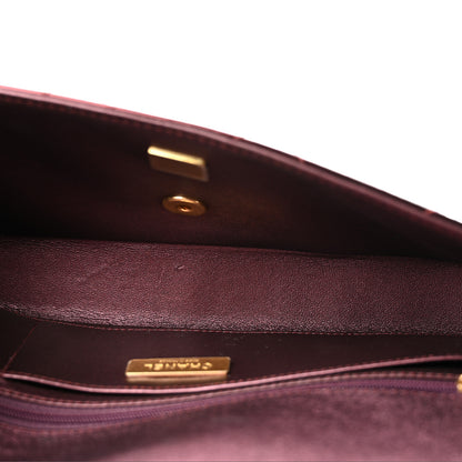 Chanel Metallic Mirror Calfskin Large Top Handle Clutch With Chain  Burgundy 5 of 12