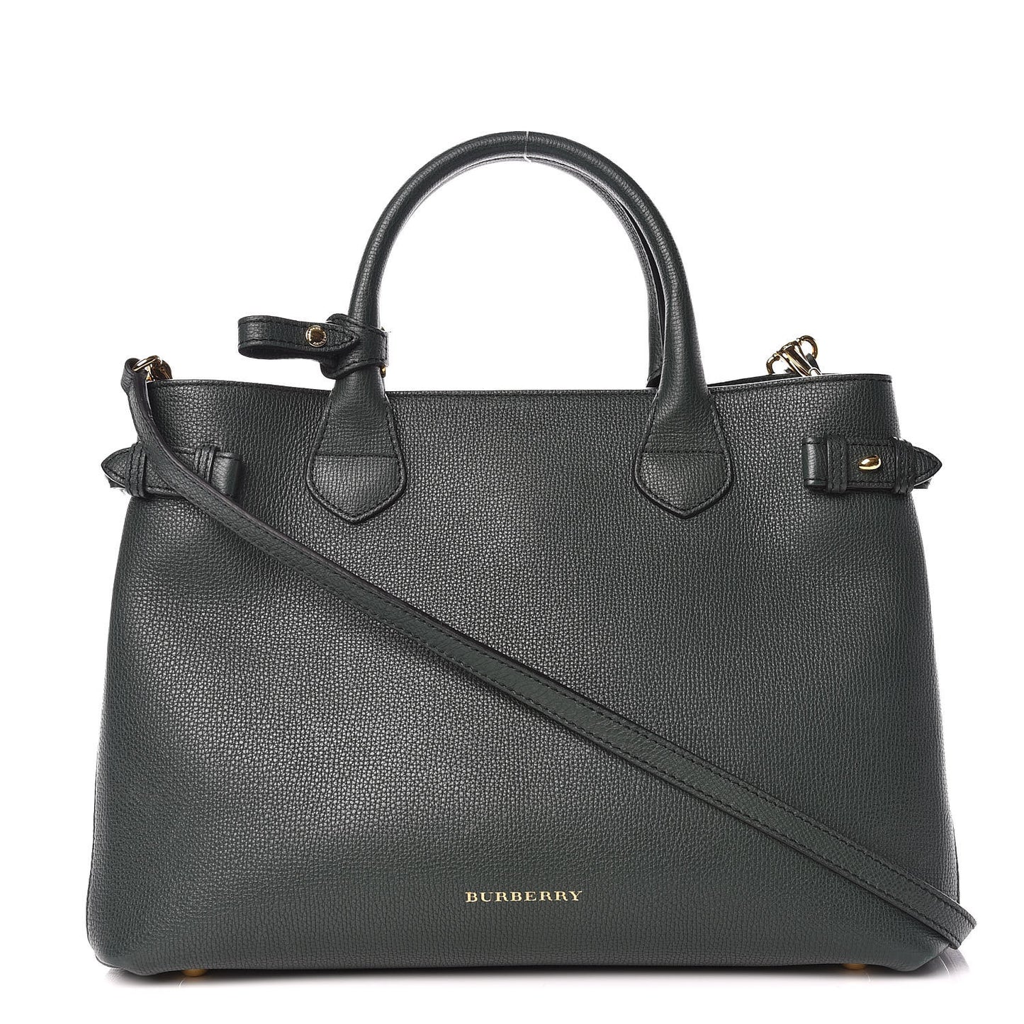 Derby Calfskin House Check Medium Banner Tote Black Dark Bottle Green