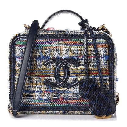 Chanel Tweed Snakeskin Quilted Medium CC Filigree Vanity Case Multicolor 1 of 7