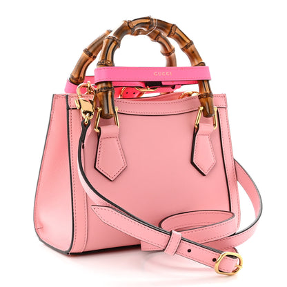 Gucci Wonka Grain Calfskin Mini Diana Tote Bag Wild Rose Fuxia Fluo 3 of 9
