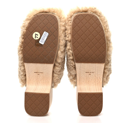 Chanel Shearling Lambskin Clogs 41 Beige 5 of 8