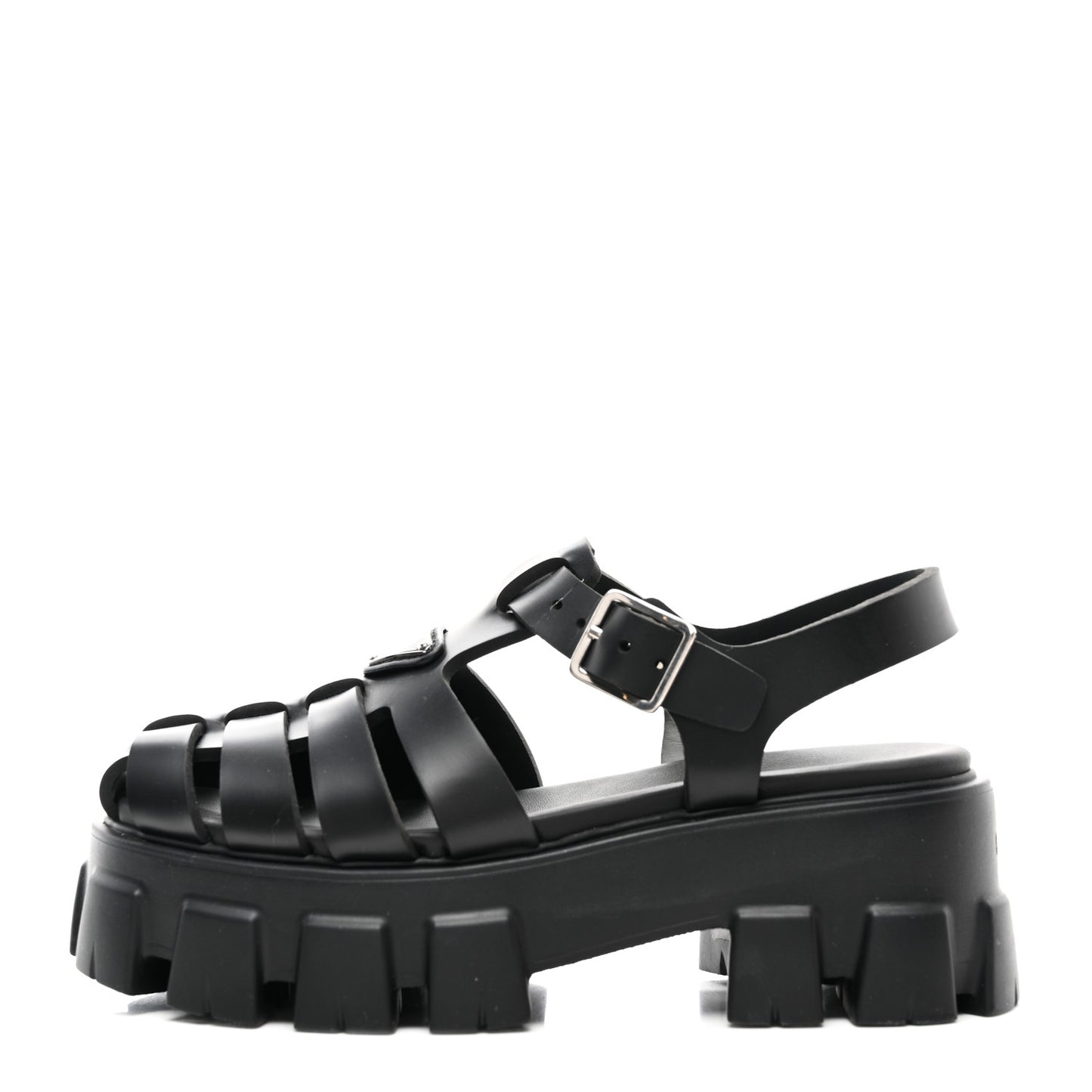 Foam Rubber Triangle Logo Monolith 55mm Cage Sandals 37 Black