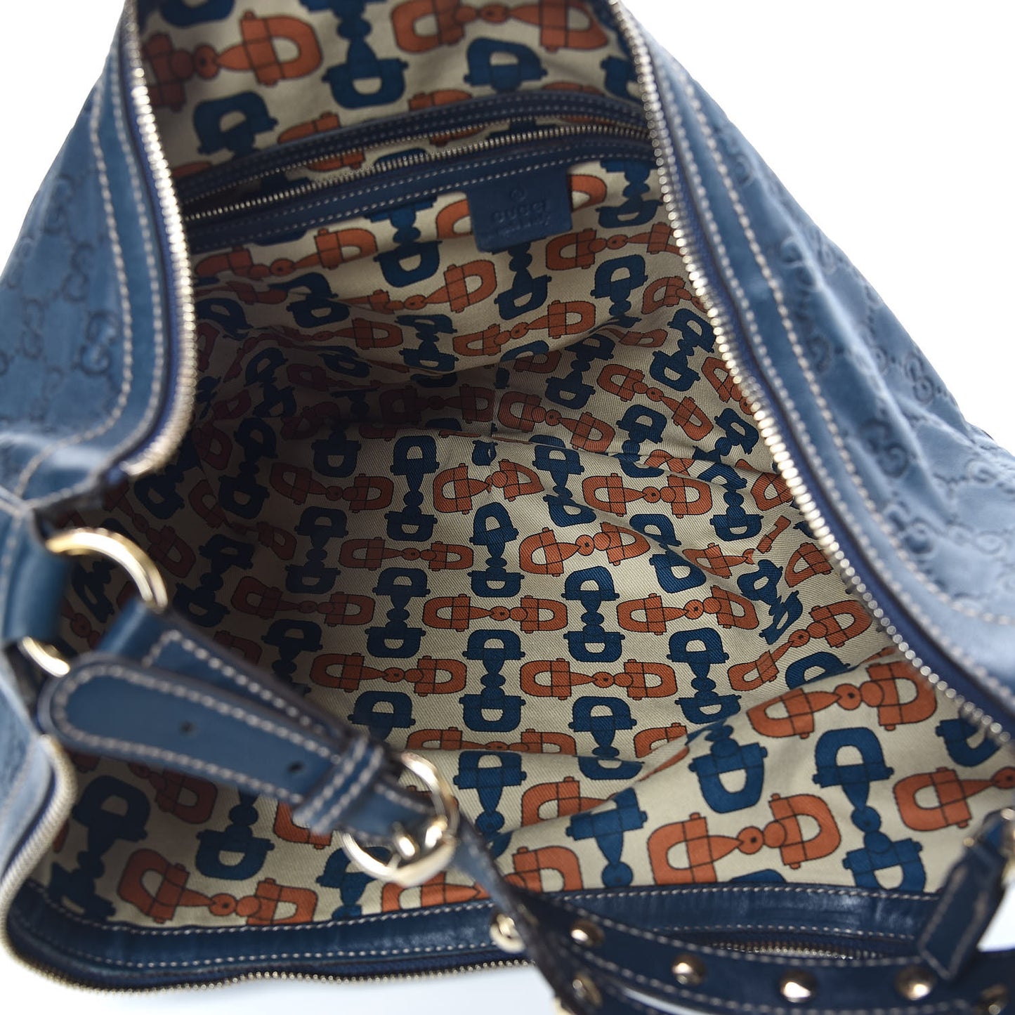 Guccissima Large Biba Studded Hobo Blue