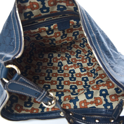 Gucci Guccissima Large Biba Studded Hobo Blue 5 of 13