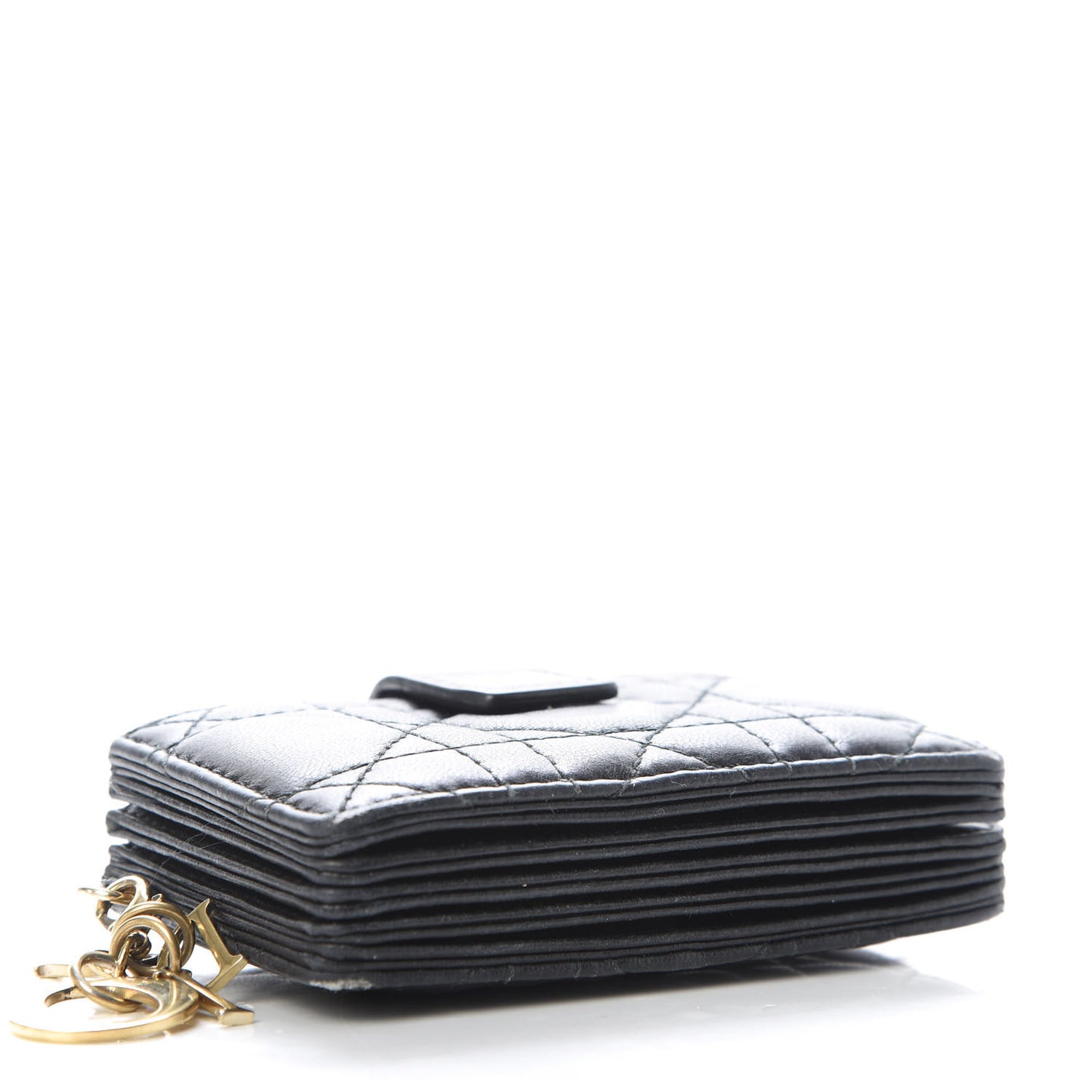Lambskin Cannage Lady Dior 5-Gusset Card Holder Black