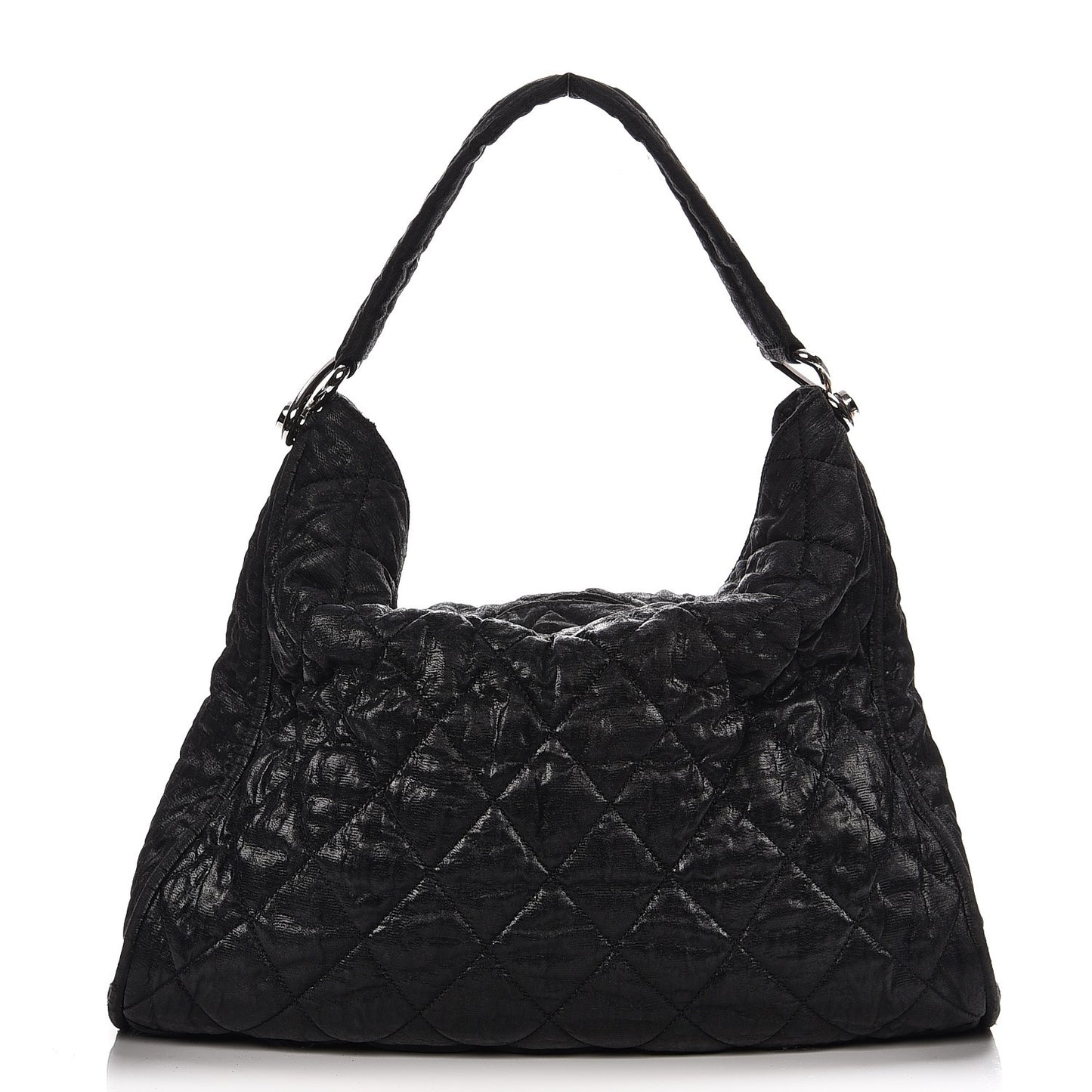 Crinkled Coated Canvas Le Marais Hobo Black