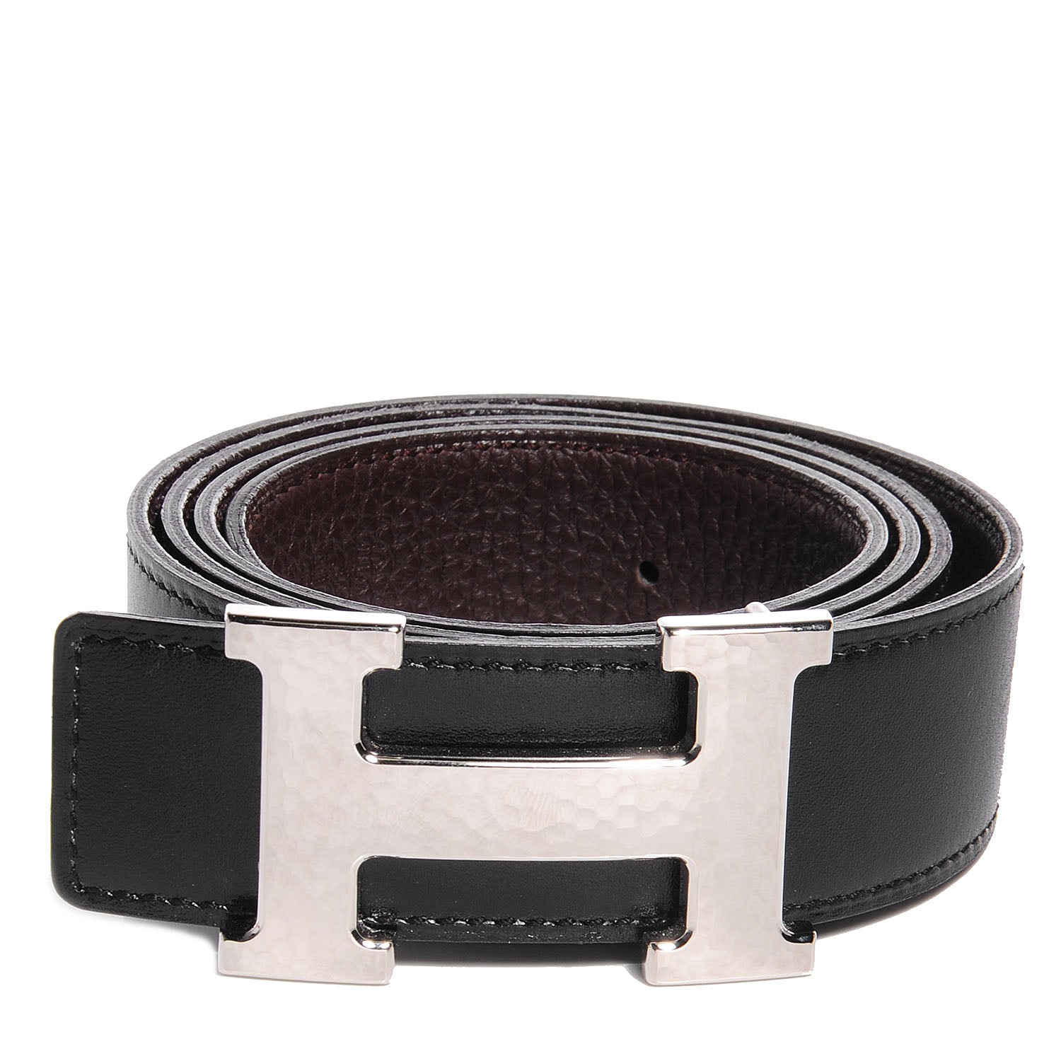 Hermes Box Togo Reversible Martelee Constance 32mm H Belt 90 Noir Chocolate 1 of 6