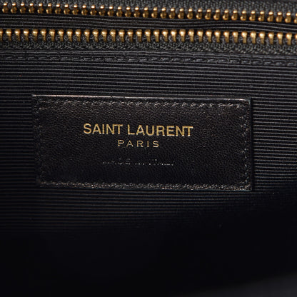 Saint Laurent Grain De Poudre Matelasse Chevron Large Monogram Satchel Black 6 of 8
