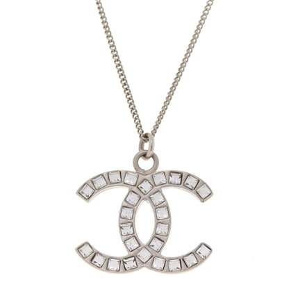 Chanel Crystal CC Pendant Necklace Silver 4 of 5