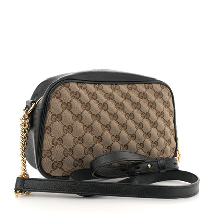 Gucci Monogram Matelasse Diagonal Small GG Marmont Chain Shoulder Bag Beige Black 3 of 14