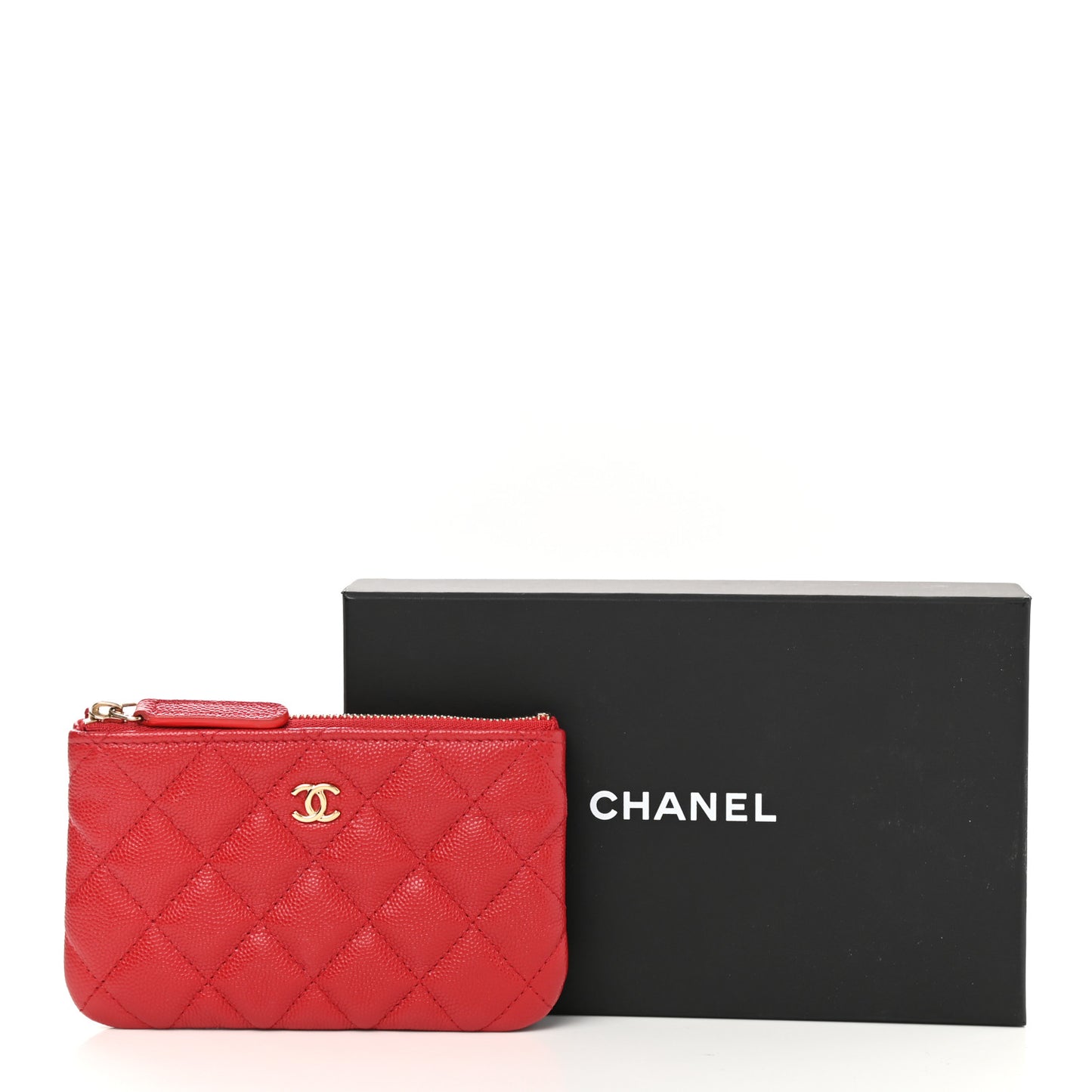 Caviar Quilted Small Cosmetic Case Red