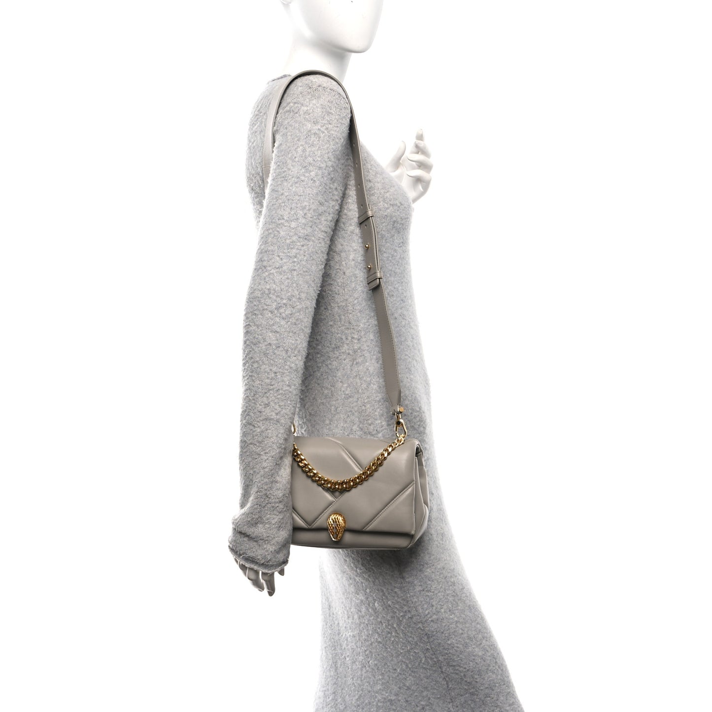 Calfskin Matelasse Mini Serpenti Cabochon Crossbody Bag Grey