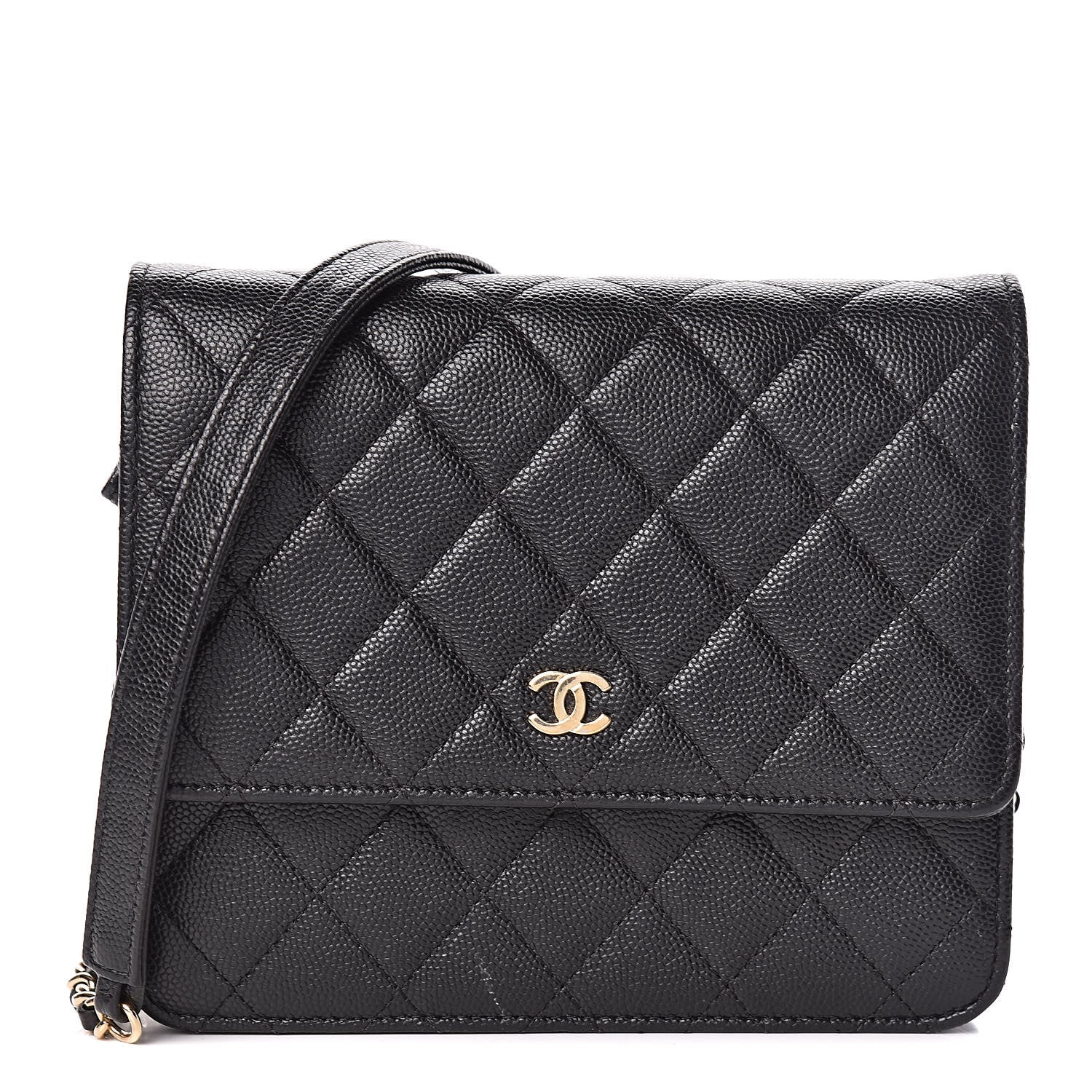 Chanel Caviar Quilted Square Wallet On Chain WOC Black 1 of 14