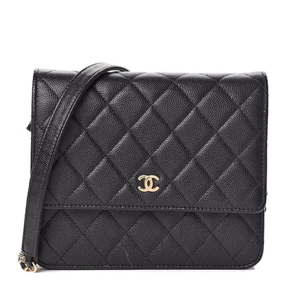 Chanel Caviar Quilted Square Wallet On Chain WOC Black 1 of 14