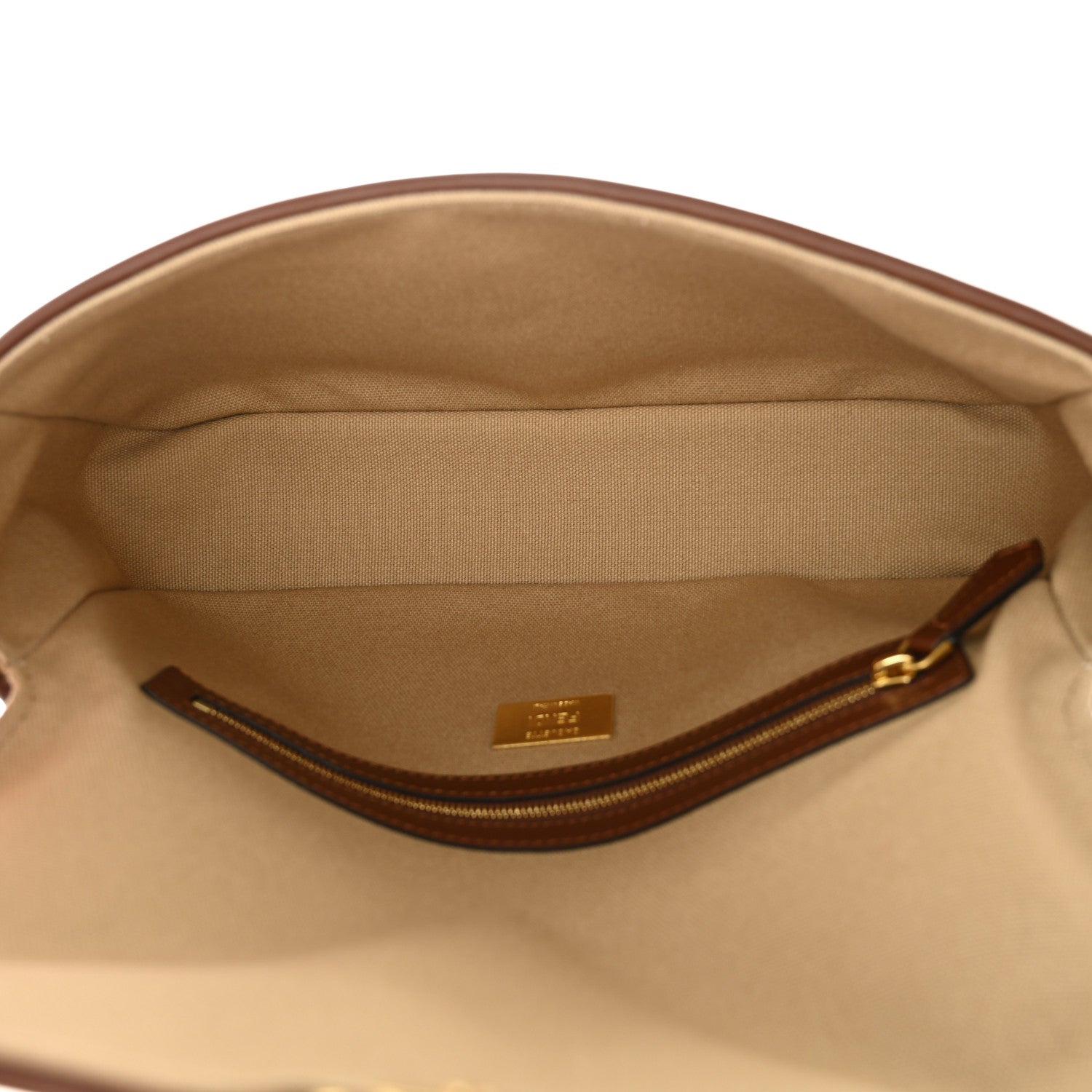 Fendi Canvas Vitello King FF Embroidered Baguette Sand Ghianda 5 of 9