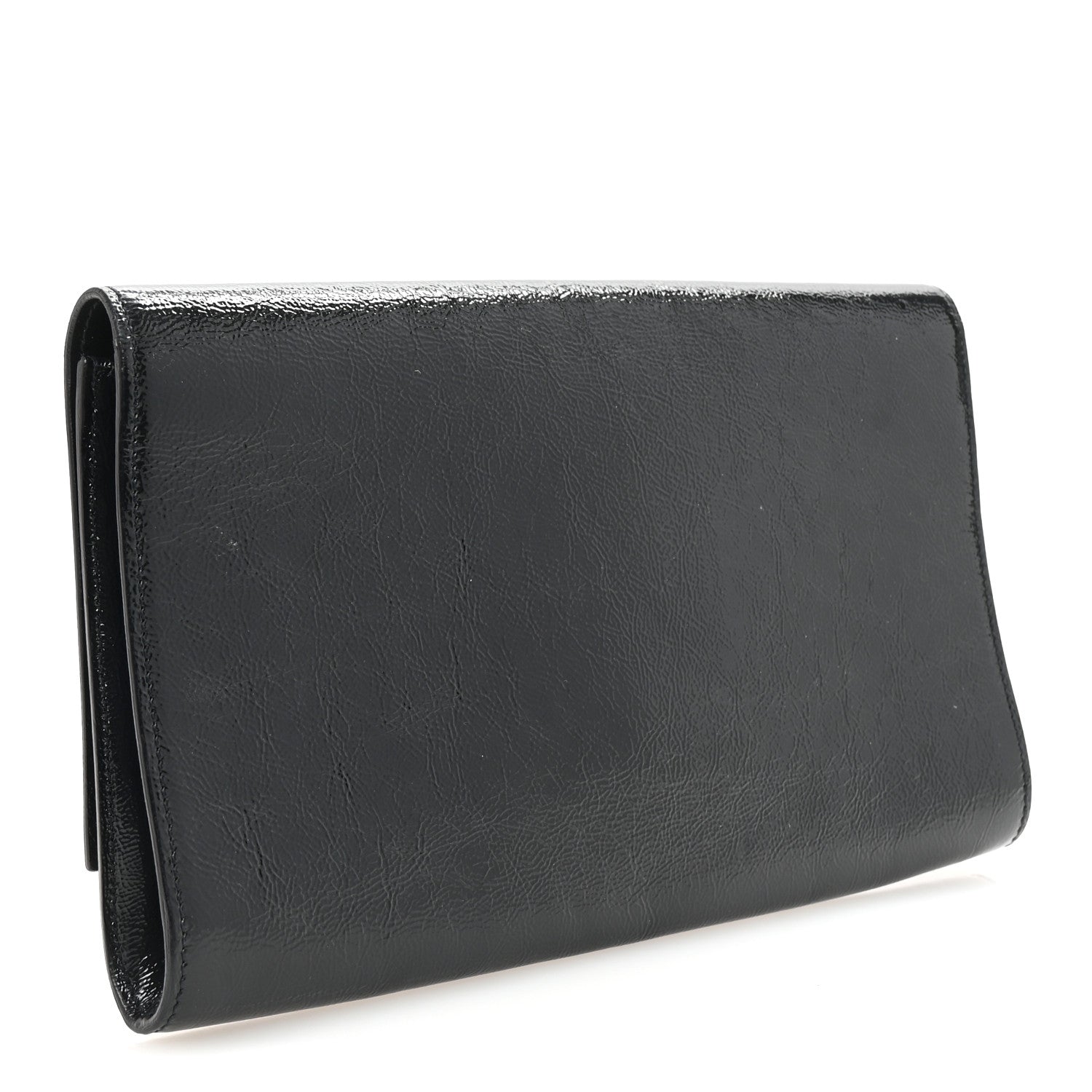 Saint Laurent Textured Patent Calfskin Monogram Large Belle De Jour Clutch Navy 3 of 6