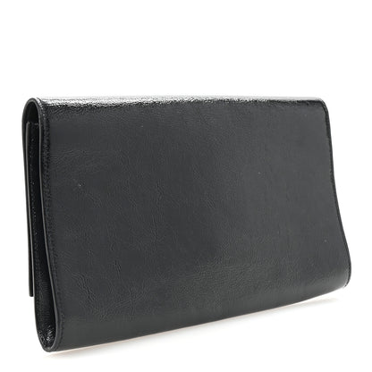 Saint Laurent Textured Patent Calfskin Monogram Large Belle De Jour Clutch Navy 3 of 6