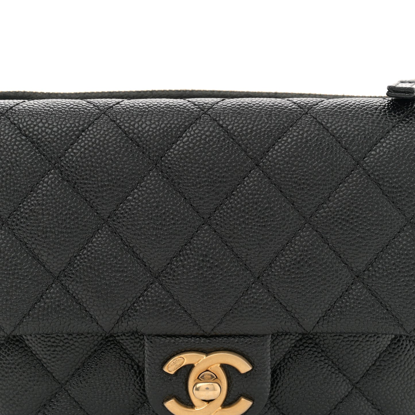 Shiny Caviar Pick Me Up Flap Belt Bag Black