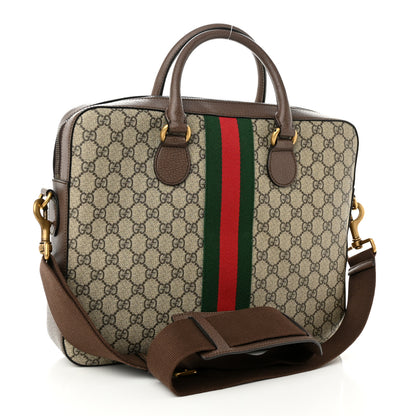 Gucci GG Supreme Monogram Textured Calfskin Web Medium Ophidia Briefcase Beige Ebony New Acero 3 of 10