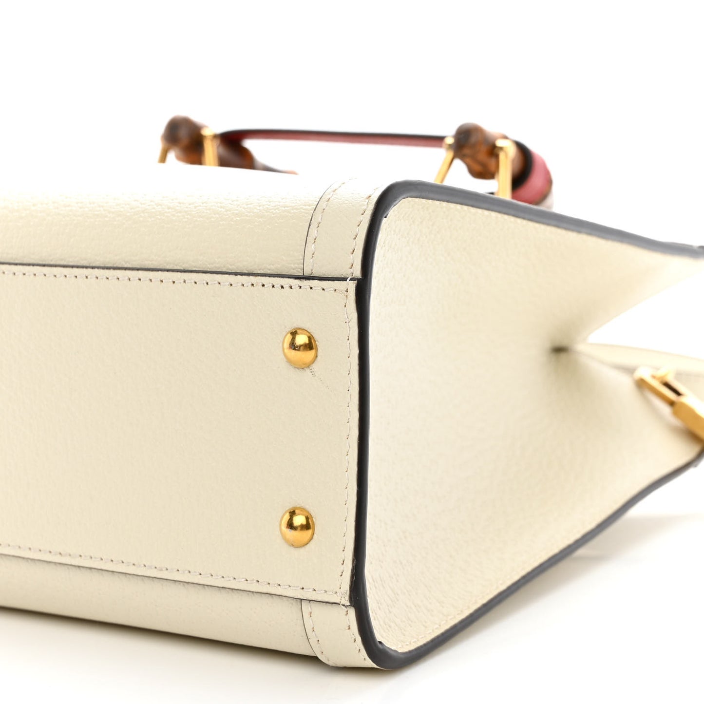 Textured Dollar Calfskin Web Small Diana Tote Bag Mystic White