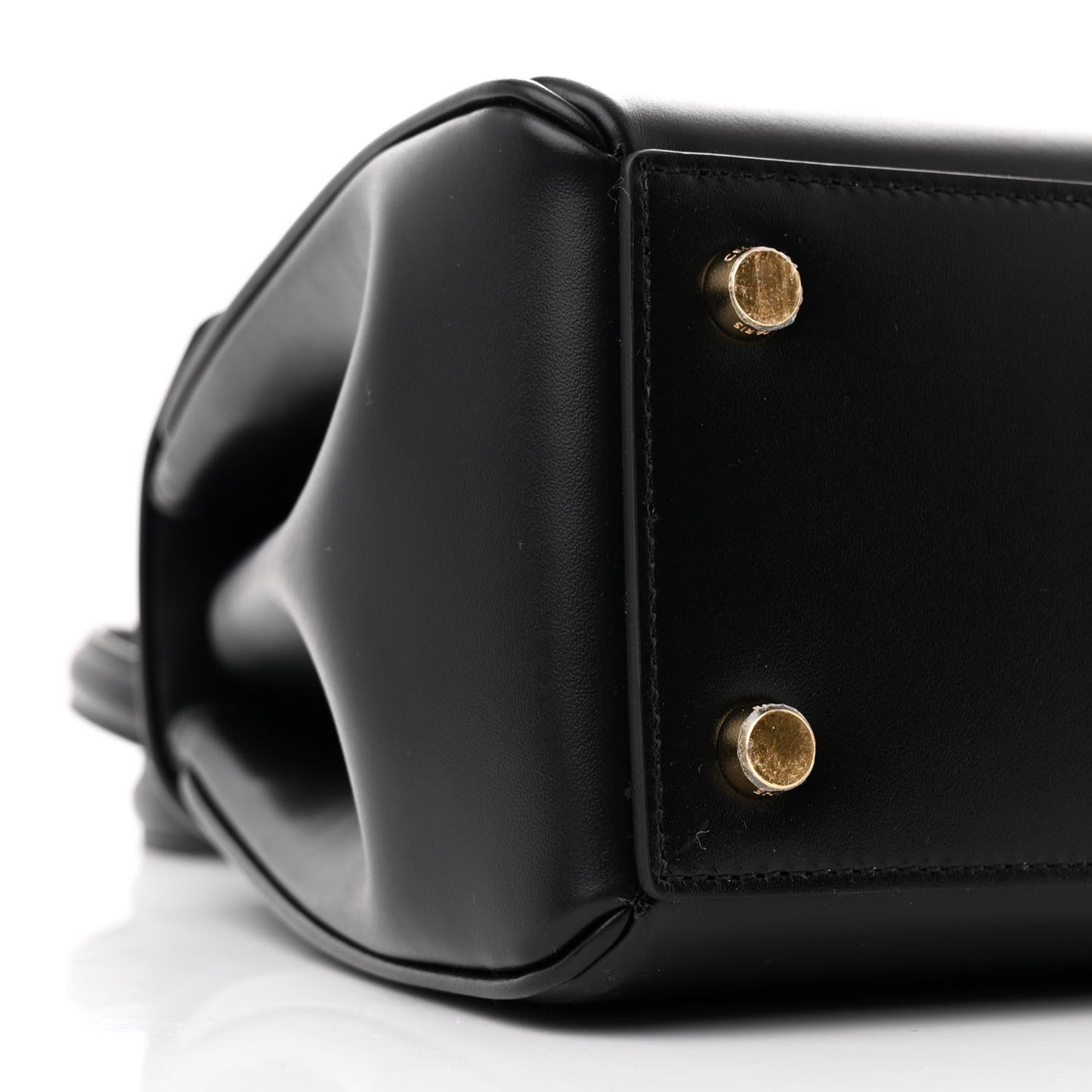 Satinated Calfskin Small 16 Top Handle Bag Black