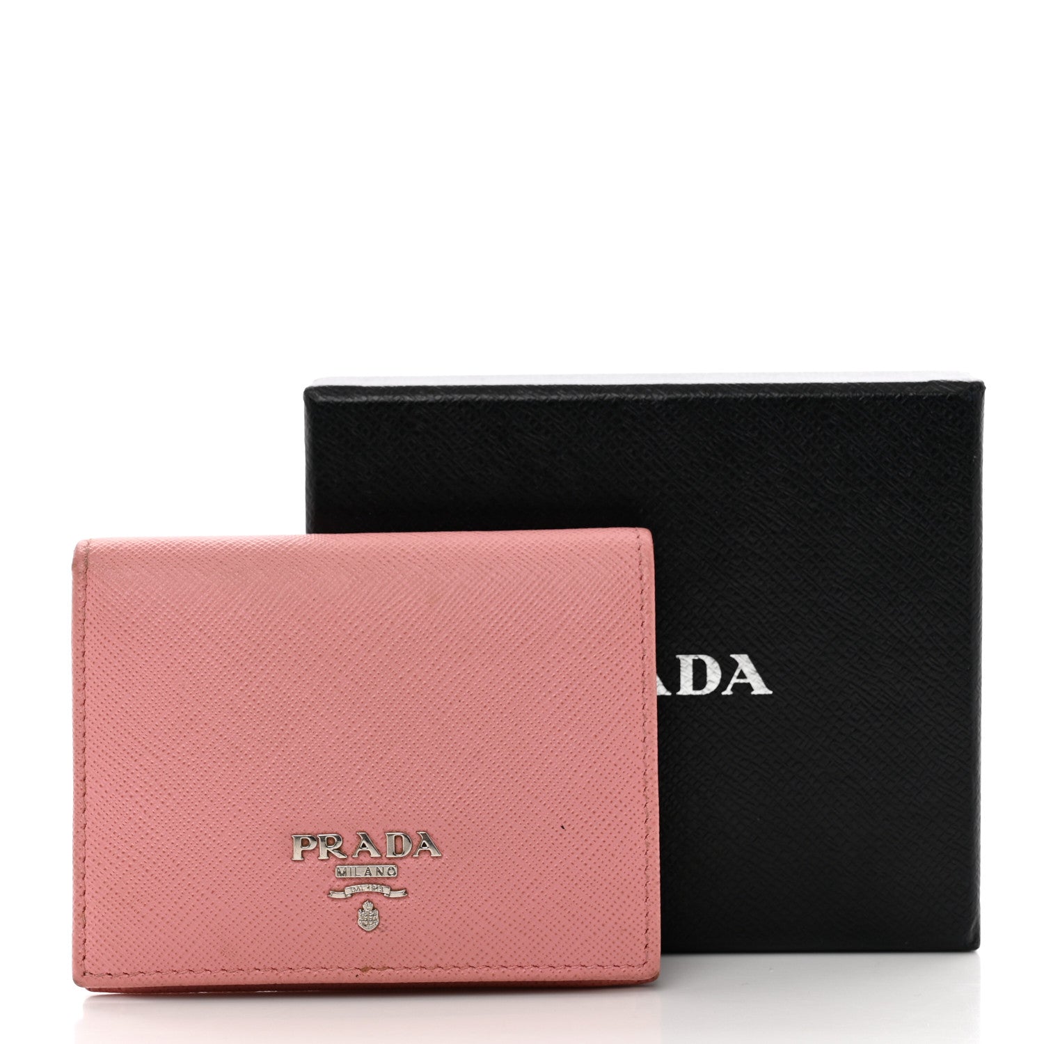 Prada Saffiano Metal Compact Snap Bi-Fold Wallet Petalo Rosso 7 of 7