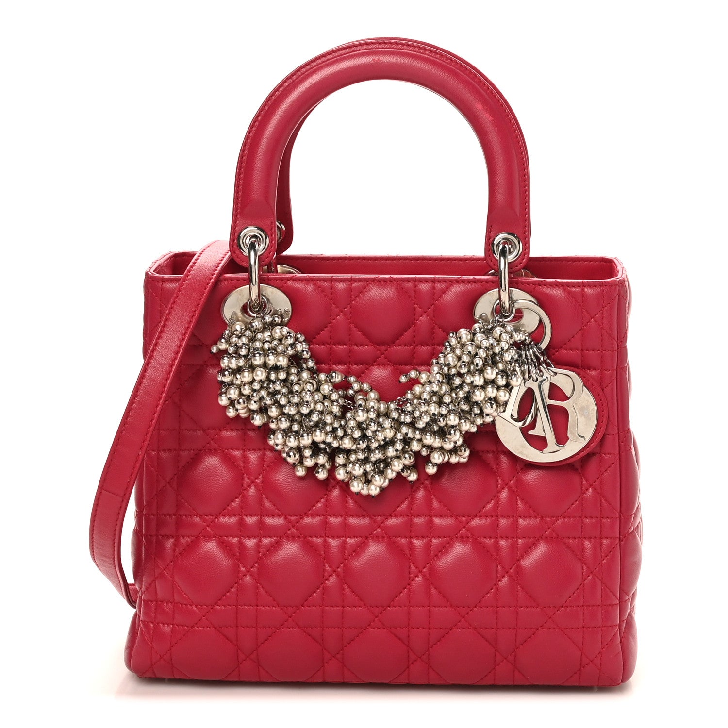 Christian Dior Lambskin Cannage Medium Pearl Lady Dior Dark Pink 1 of 11