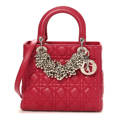 Christian Dior Lambskin Cannage Medium Pearl Lady Dior Dark Pink 1 of 11