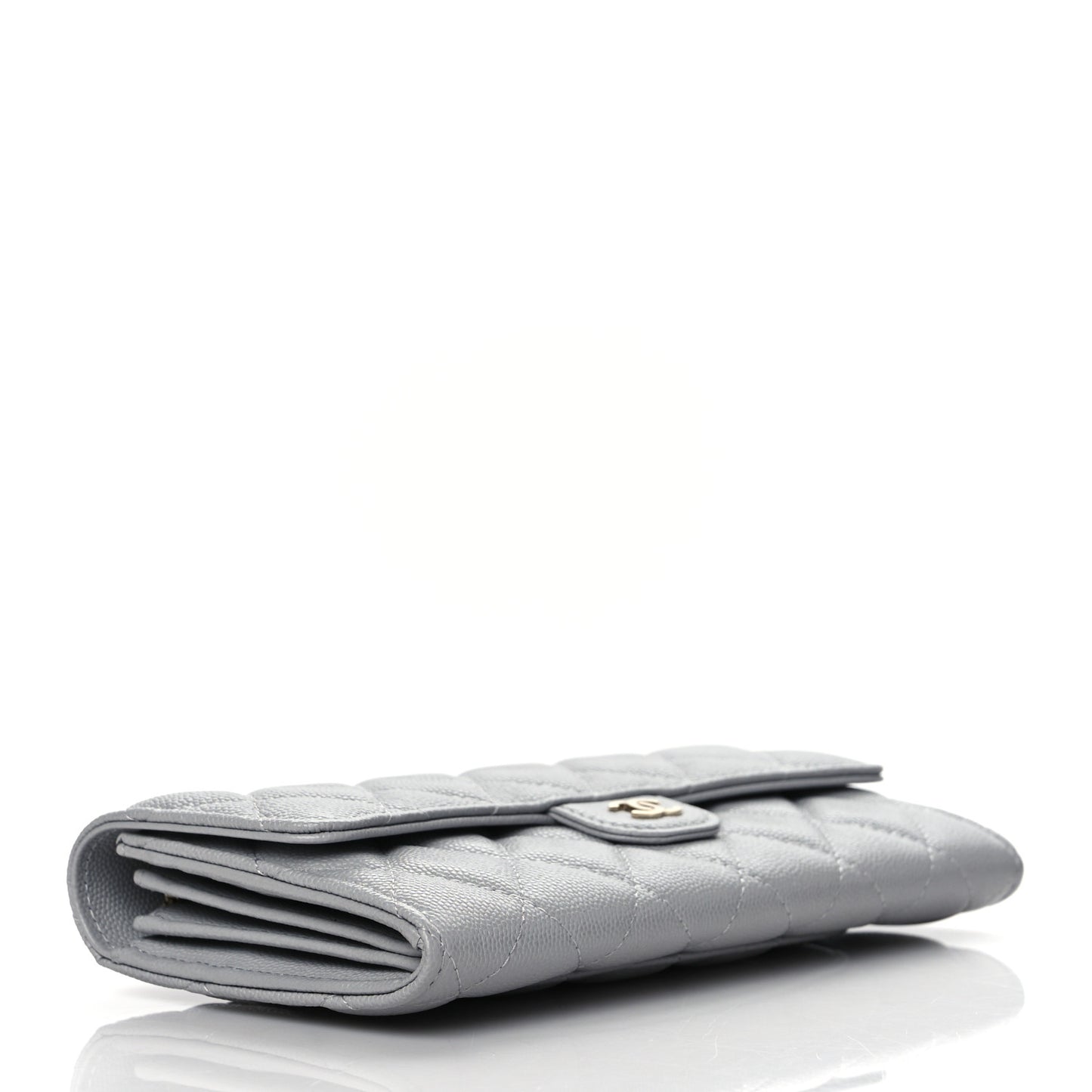 Caviar Quilted Large Flap Wallet Grey