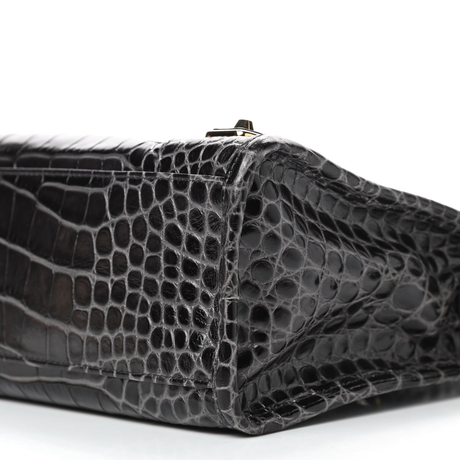 Balenciaga Shiny Supple Calfskin Crocodile Embossed Gold Metallic Edge Hardware S City Dark Grey 6 of 9