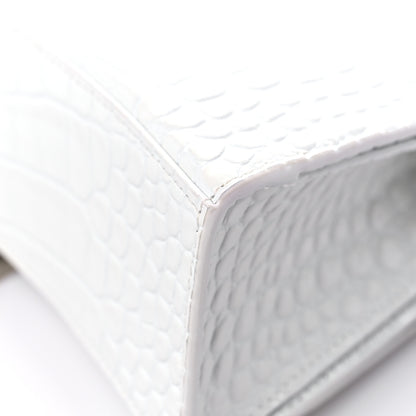 Balenciaga Shiny Calfskin Crocodile Embossed Small Hourglass Sling Shoulder Bag White 9 of 13