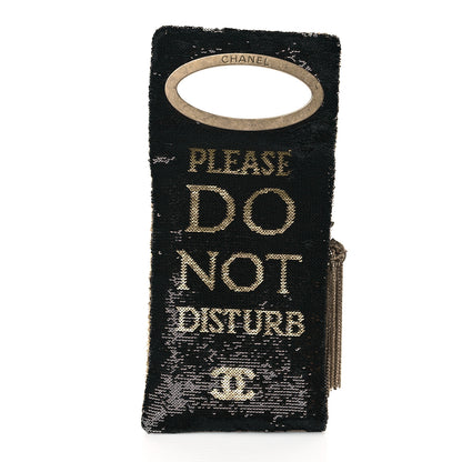 Chanel Sequin Do Not Disturb Minaudiere Clutch Black Gold 1 of 9