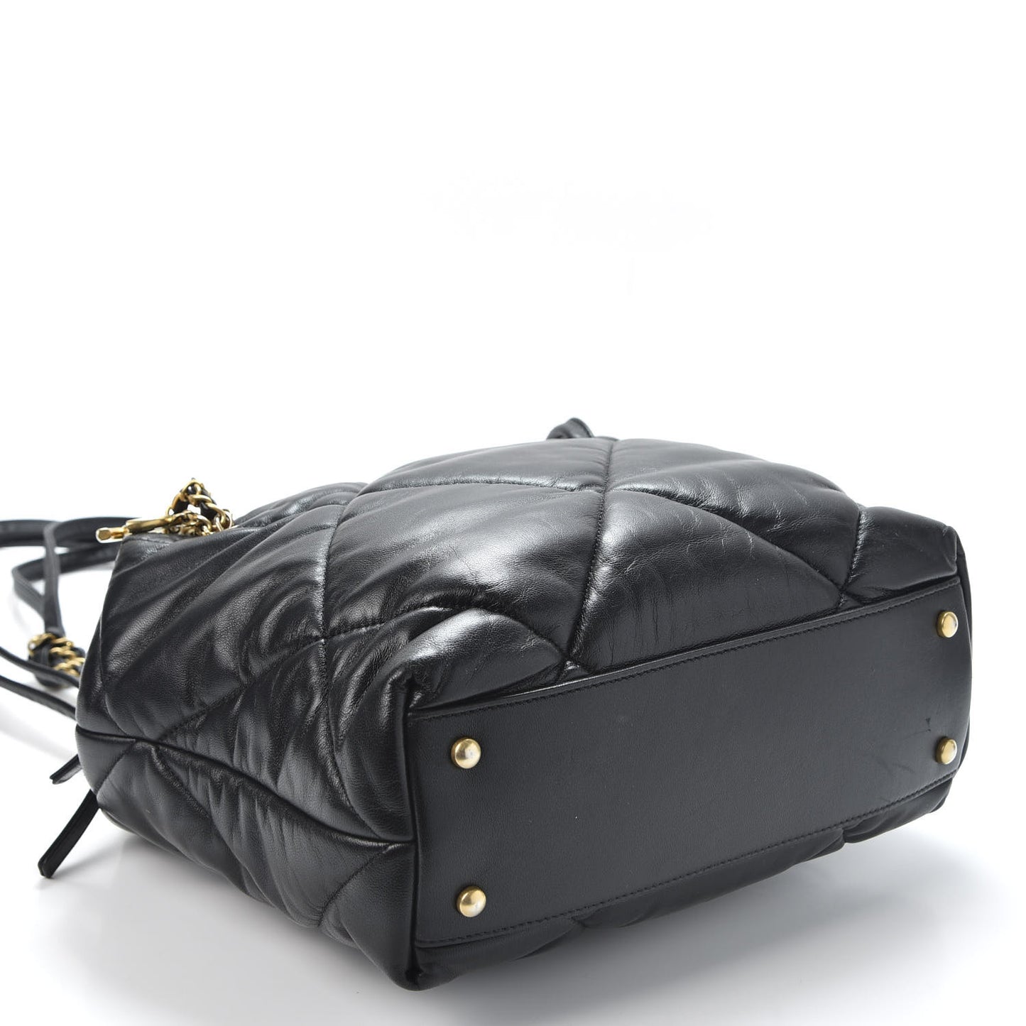 Lambskin Quilted Bowling Bag Black
