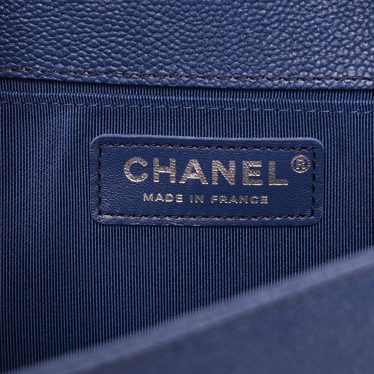 Caviar Quilted Medium Boy Flap Dark Navy Blue
