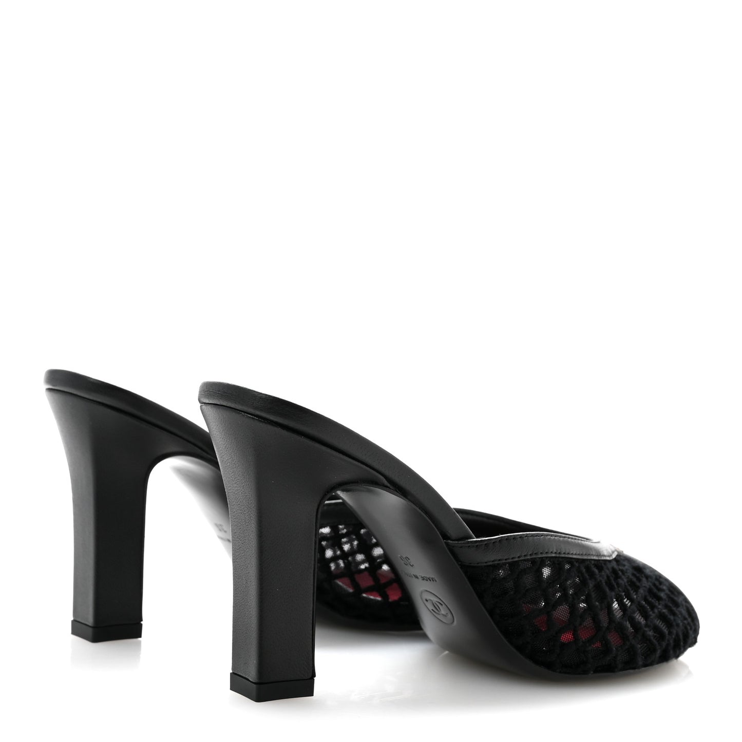 Mesh Cotton Lambskin Coco Beach Mules 36 Black