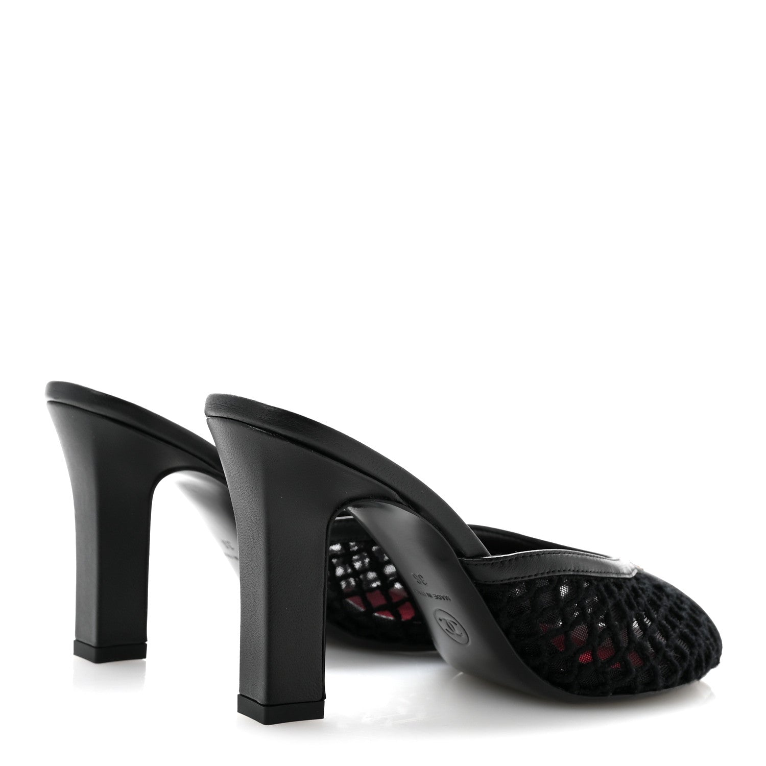 Chanel Mesh Cotton Lambskin Coco Beach Mules 36 Black 5 of 9