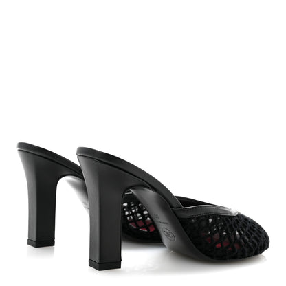 Chanel Mesh Cotton Lambskin Coco Beach Mules 36 Black 5 of 9