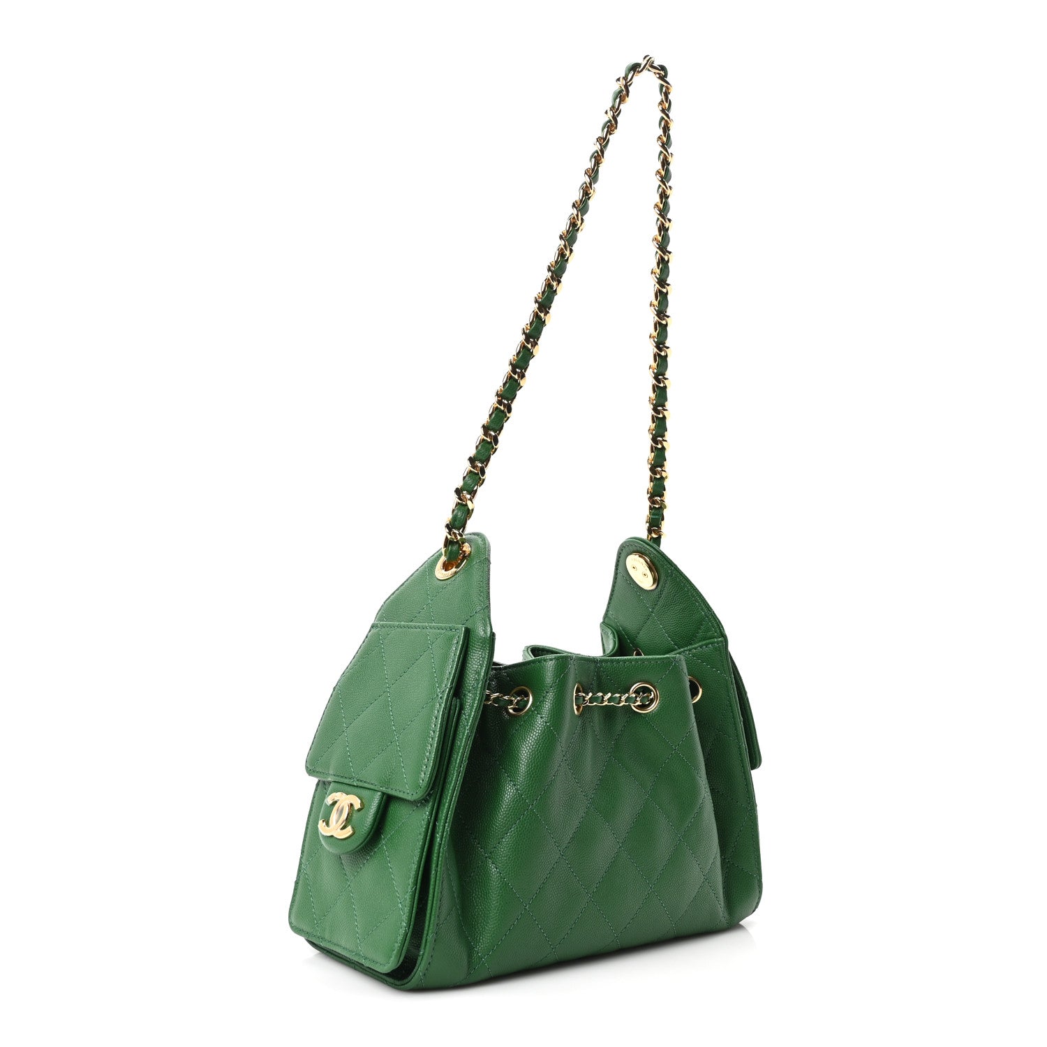 Chanel Caviar Quilted Mini Chanel 25 Handbag Green 3 of 10