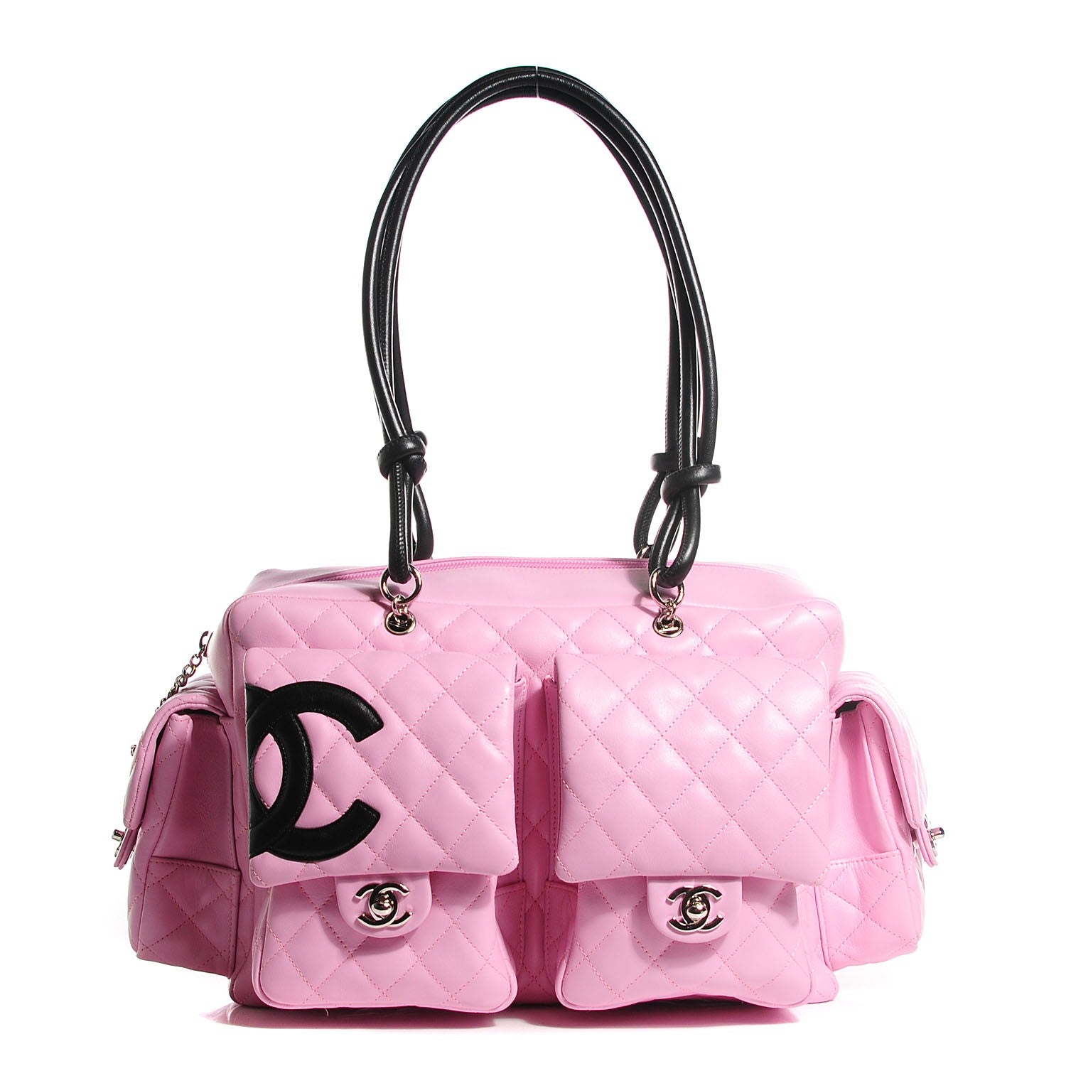 Chanel Calfskin Quilted Large Cambon Multipocket Reporter Pink Black 1 of 8