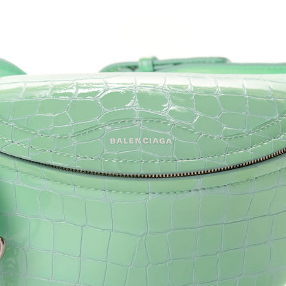 Balenciaga Shiny Calfskin Crocodile Embossed XXS Souvenir Belt Bag Green 11 of 11