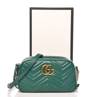 Gucci Calfskin Matelasse Small GG Marmont Chain Shoulder Bag Emerald Green 10 of 10