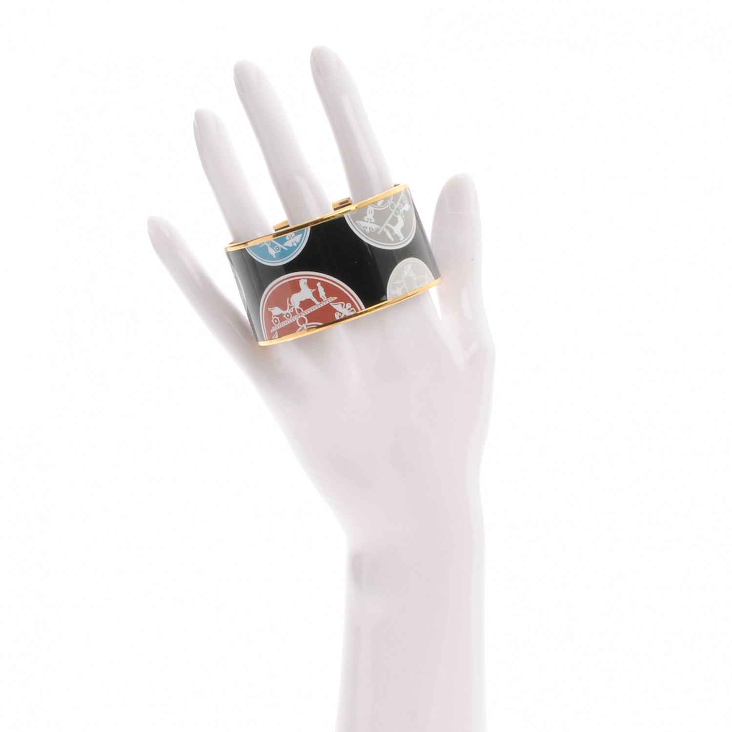 Hermes Enamel Printed Ex Libris Extra Wide Bracelet 65 2 of 7